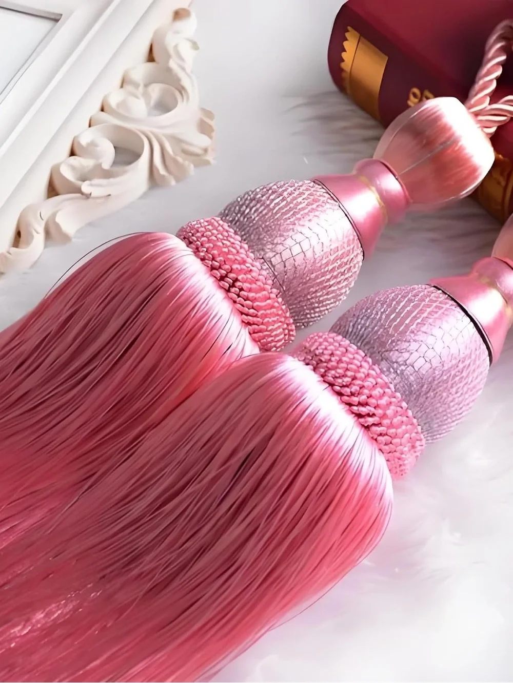 Pack of 2 Decorative Pink Curtain Tassel Tiebacks - Elegant Home Accent